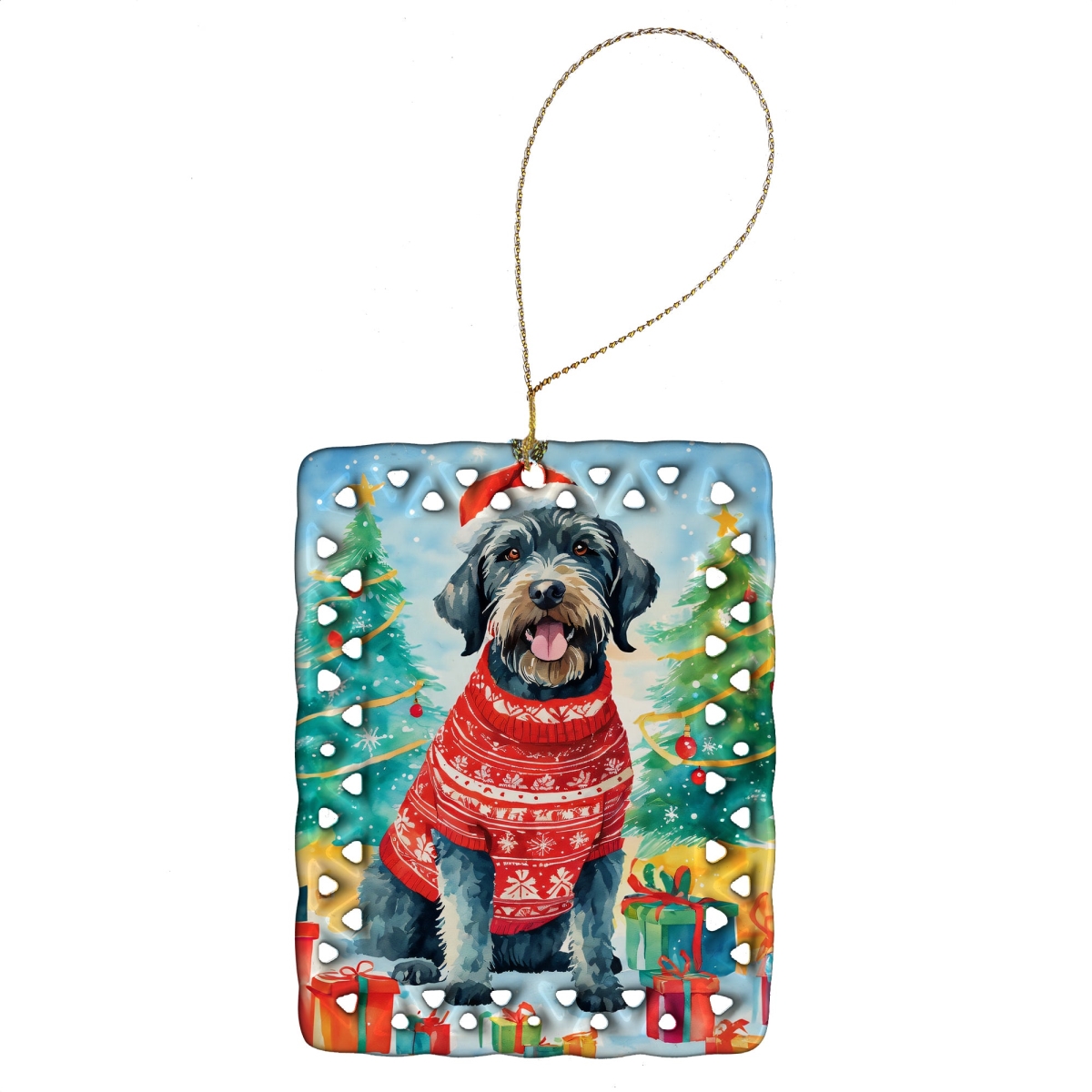 DAC3470CO2 3.4 x 2.6 in. German Wirehaired Pointer Christmas Porcelain Ornament