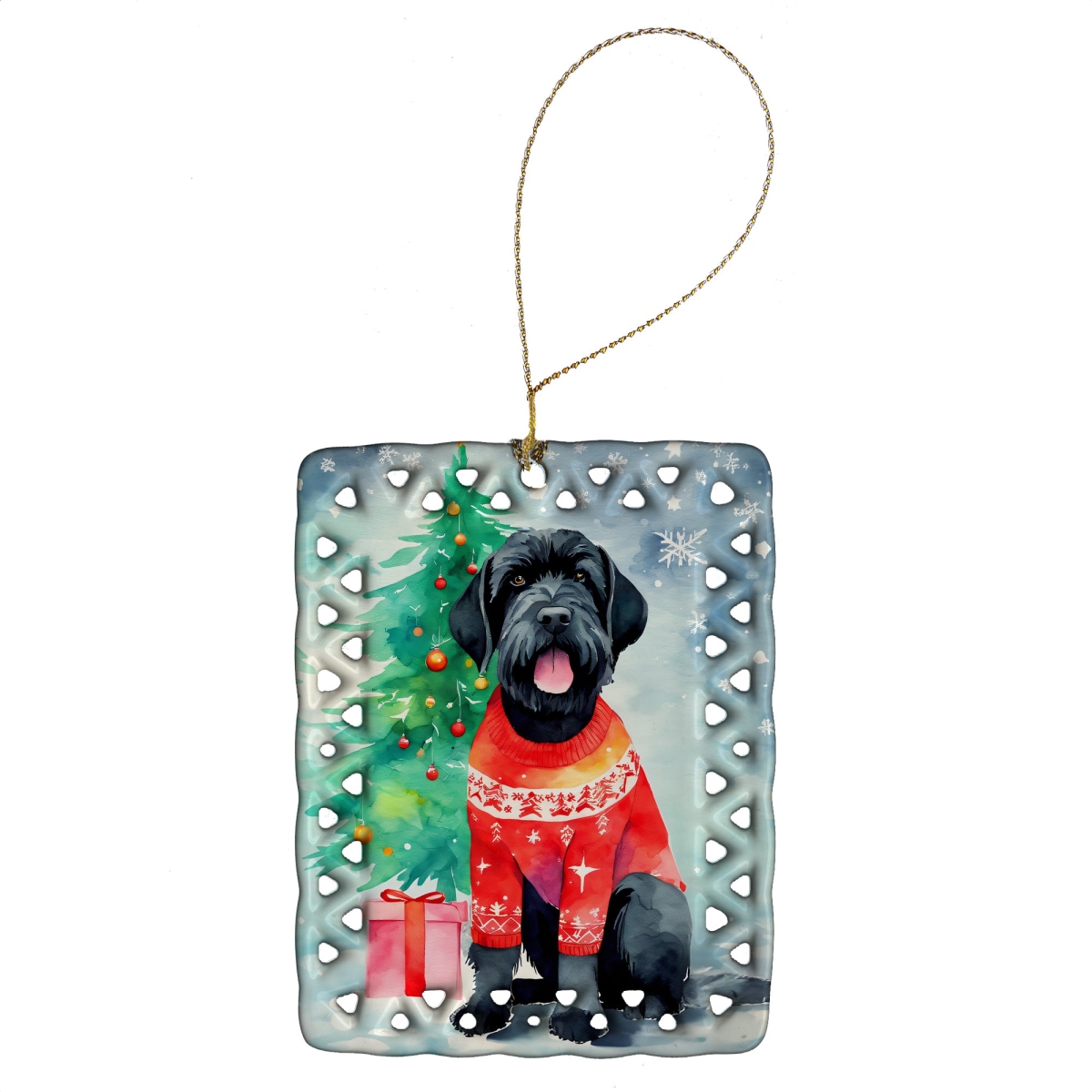 DAC3473CO2 3.4 x 2.6 in. Giant Schnauzer Christmas Porcelain Ornament