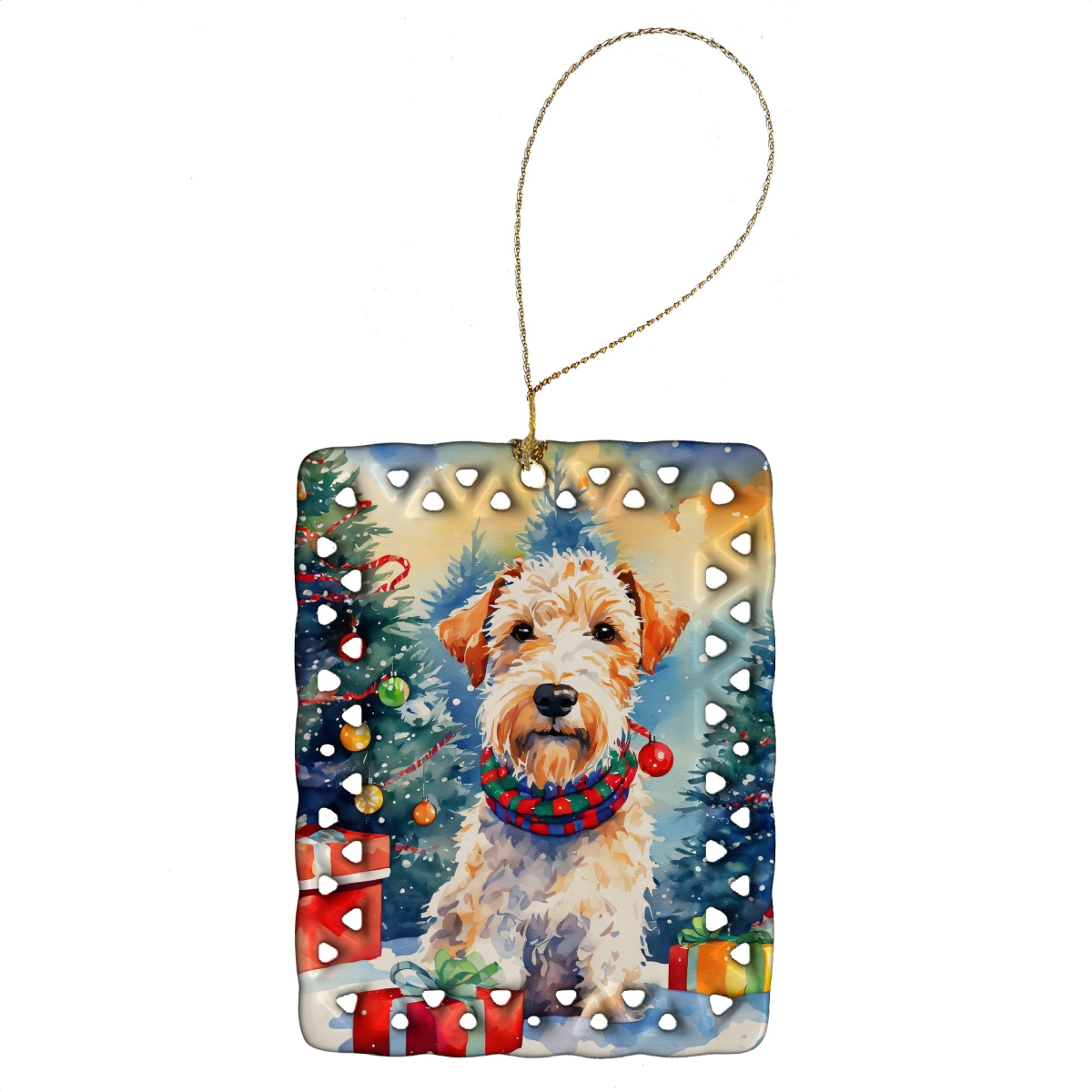 DAC3690CO2 3.4 x 2.6 in. Wire Fox Terrier Christmas Porcelain Ornament