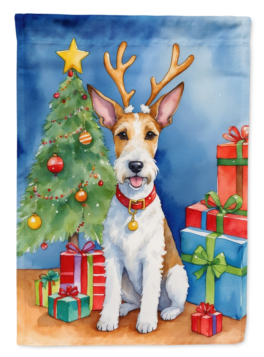 DAC7782CHF 40 x 28 in. Fox Terrier Christmas Reindeer House Flag