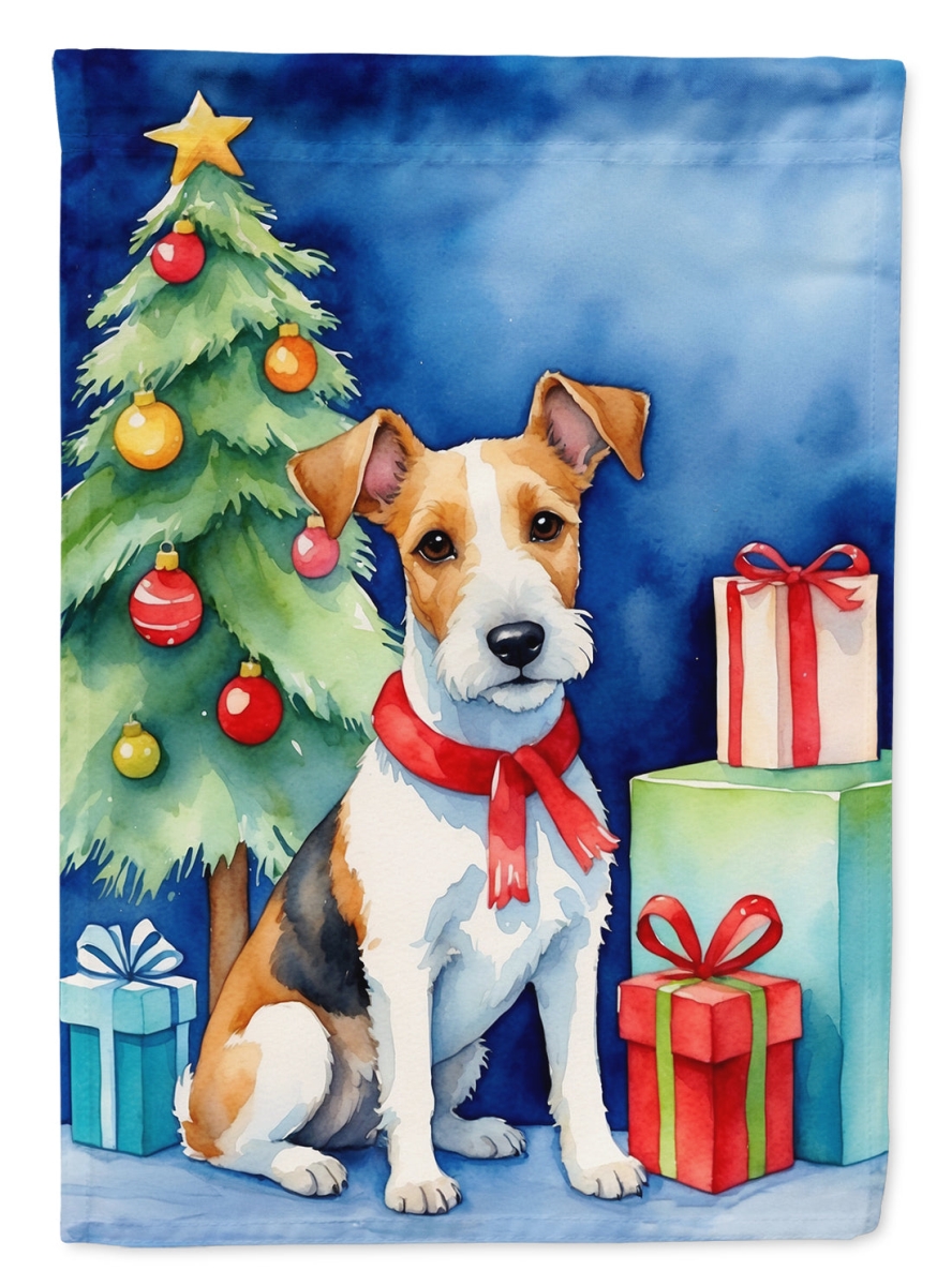 DAC7783CHF 40 x 28 in. Fox Terrier Christmas Reindeer House Flag