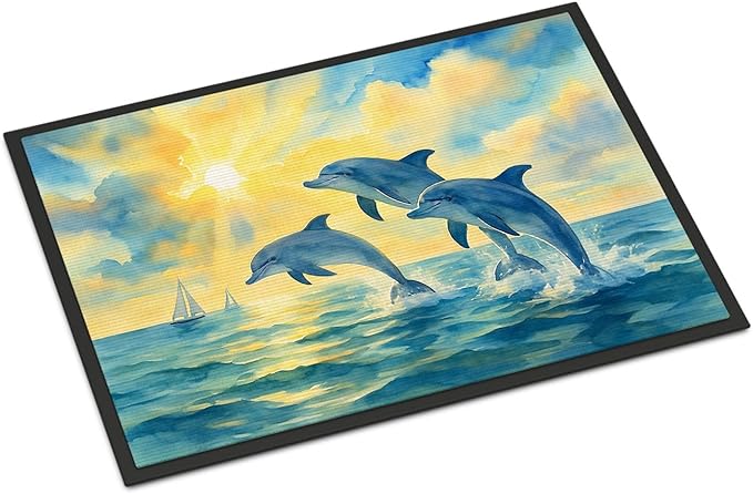DAC8221MAT 18 x 27 in. Dolphins in the Bay Doormat