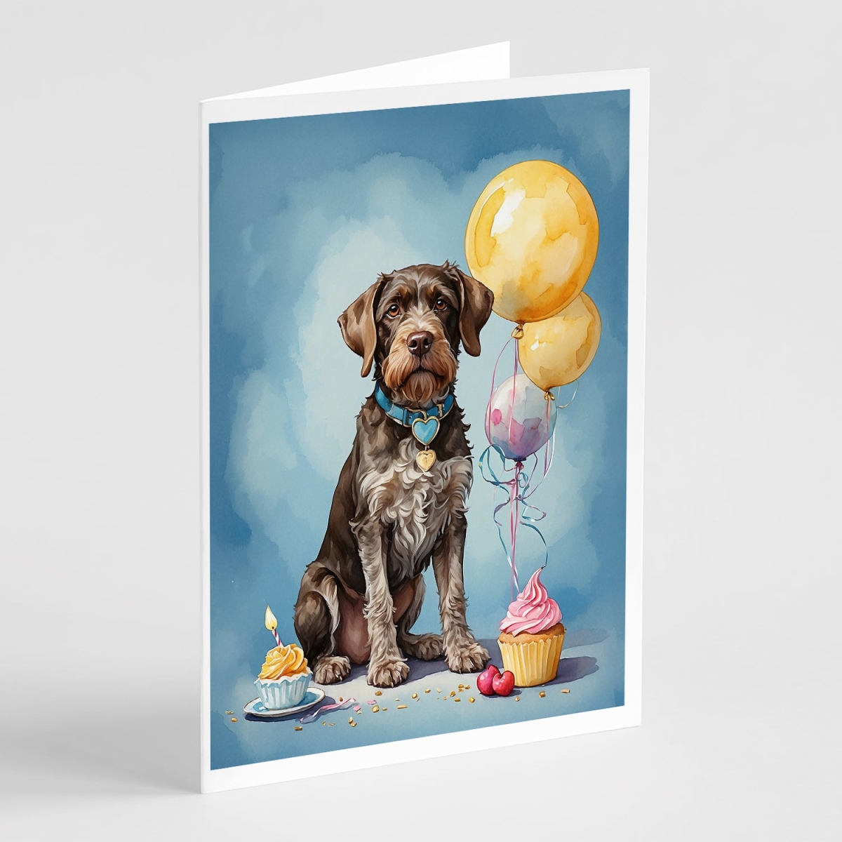 DAC7953GCA7P 5 x 7 in. German Wirehaired Pointer Happy Birthday Greeting Cards - Pack of 8