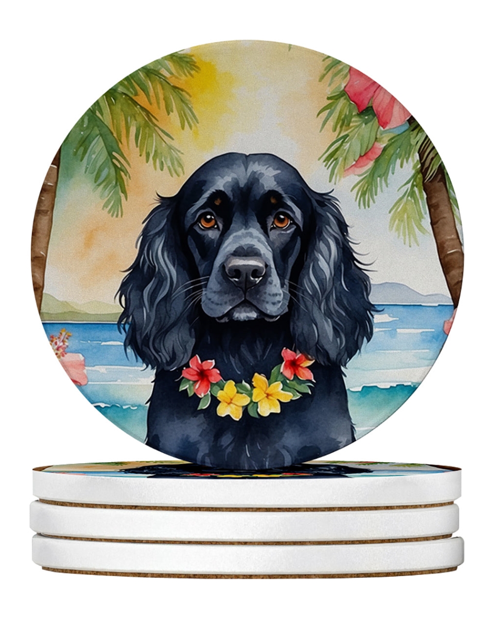 DAC6411RCS4 4 x 4 in. Cocker Spaniel Luau Sandstone Coasters - Large - Pack of 4