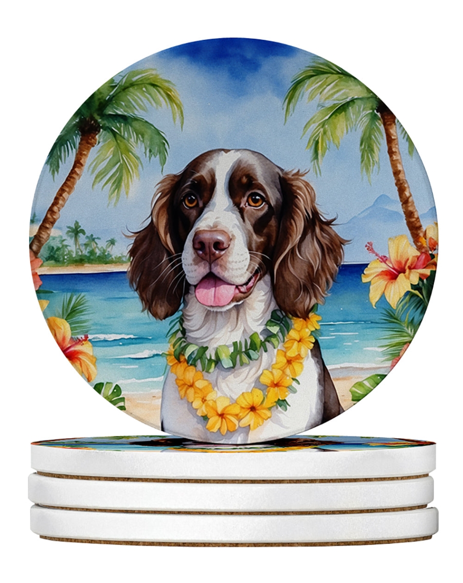 DAC6430RCS4 4 x 4 in. English Springer Spaniel Luau Sandstone Coasters - Large - Pack of 4