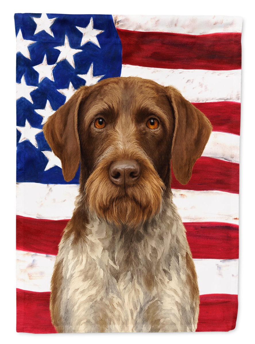 WDK6262CHF 40 x 28 in. Liver & White German Wirehaired Pointer American Flag House Flag
