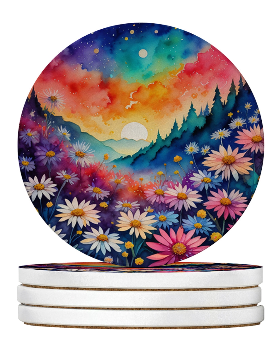 DAC1925RCS4 4 x 4 in. Colorful Asters Sandstone Coasters - Large - Pack of 4