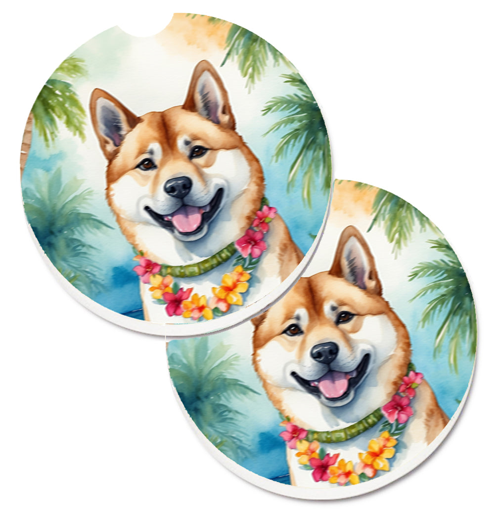 DAC6348CARC 2.5 x 2.5 in. Akita Luau Cup Holder Car Coasters - Set of 2