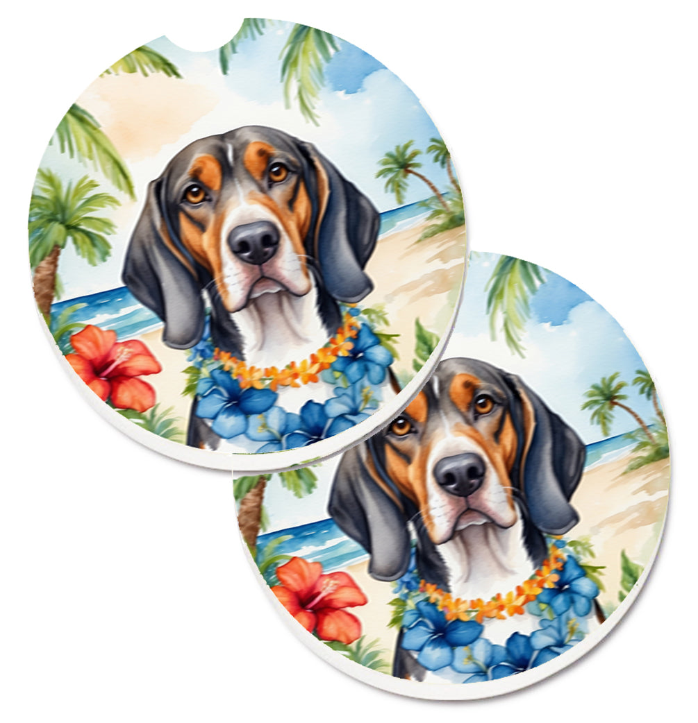 DAC6351CARC 2.5 x 2.5 in. American English Coonhound Luau Cup Holder Car Coasters - Set of 2
