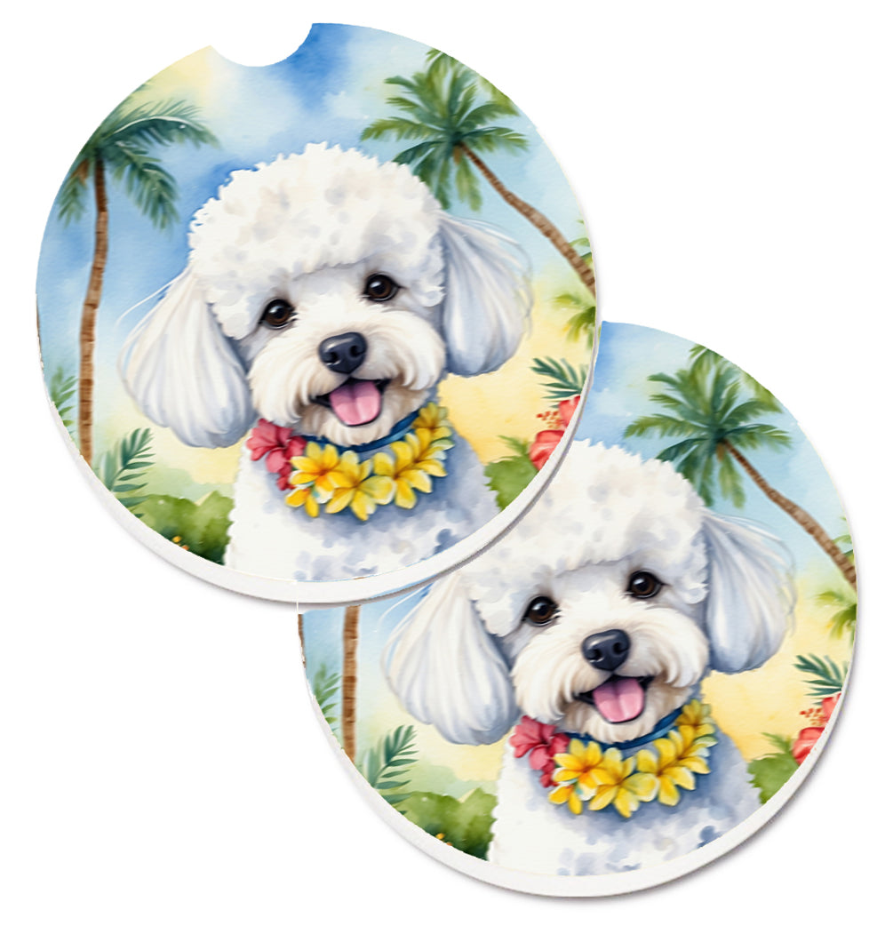 DAC6373CARC 2.5 x 2.5 in. Bichon Frise Luau Cup Holder Car Coasters - Set of 2
