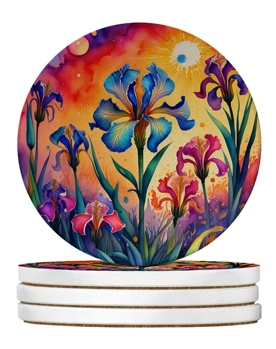 DAC1968RCS4 4 x 4 in. Colorful Iris Sandstone Coasters - Large - Pack of 4