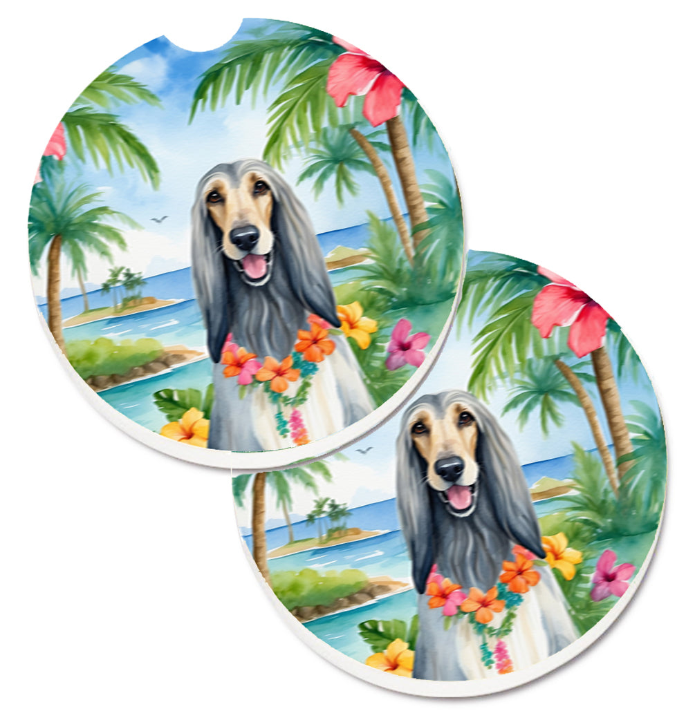 DAC6346CARC 2.5 x 2.5 in. Afghan Hound Luau Cup Holder Car Coasters - Set of 2