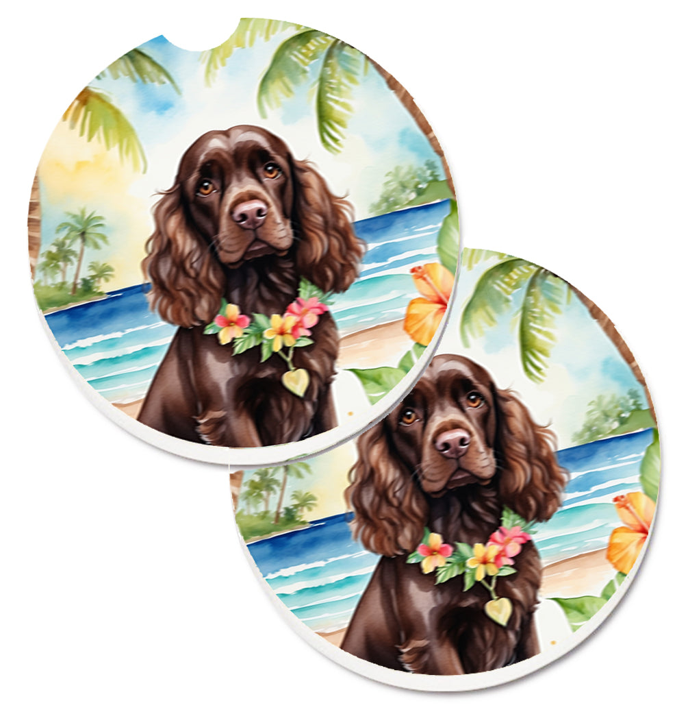 DAC6410CARC 2.5 x 2.5 in. Cocker Spaniel Luau Cup Holder Car Coasters - Set of 2