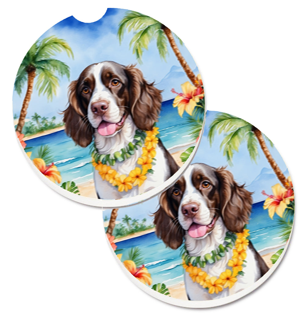 DAC6430CARC 2.5 x 2.5 in. English Springer Spaniel Luau Cup Holder Car Coasters - Set of 2