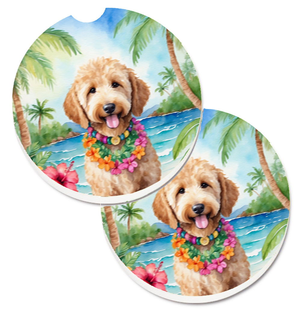 DAC6443CARC 2.5 x 2.5 in. Goldendoodle Luau Cup Holder Car Coasters - Set of 2
