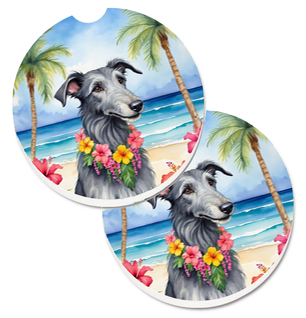 DAC6515CARC 2.5 x 2.5 in. Scottish Deerhound Luau Cup Holder Car Coasters - Set of 2