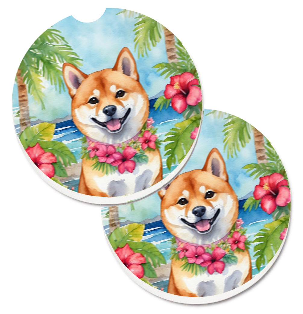 DAC6520CARC 2.5 x 2.5 in. Shiba Inu Luau Cup Holder Car Coasters - Set of 2