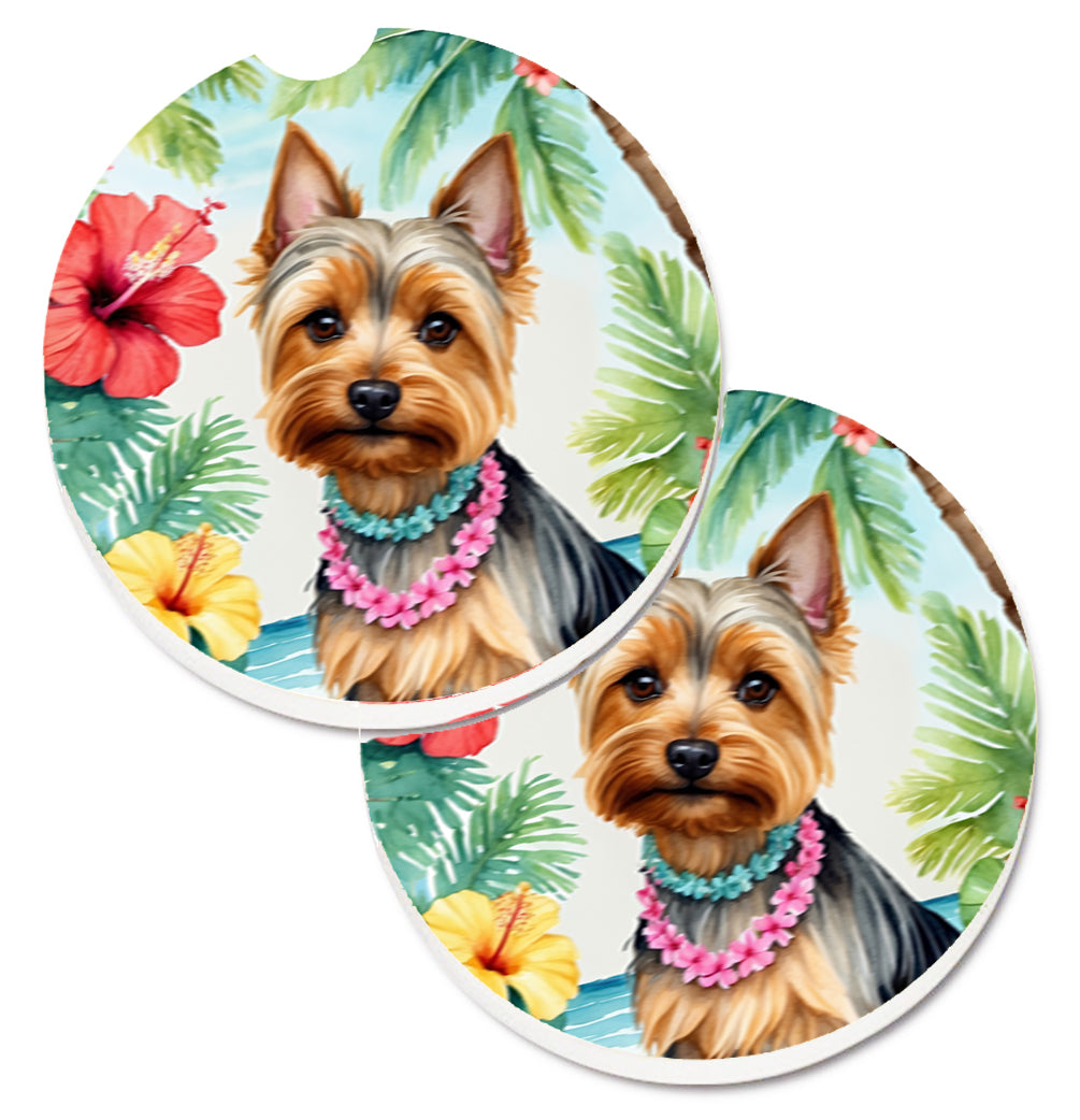 DAC6523CARC 2.5 x 2.5 in. Silky Terrier Luau Cup Holder Car Coasters - Set of 2