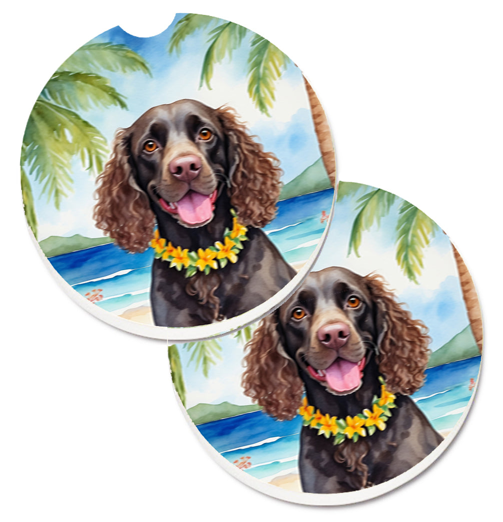 DAC6355CARC 2.5 x 2.5 in. American Water Spaniel Luau Cup Holder Car Coasters - Set of 2