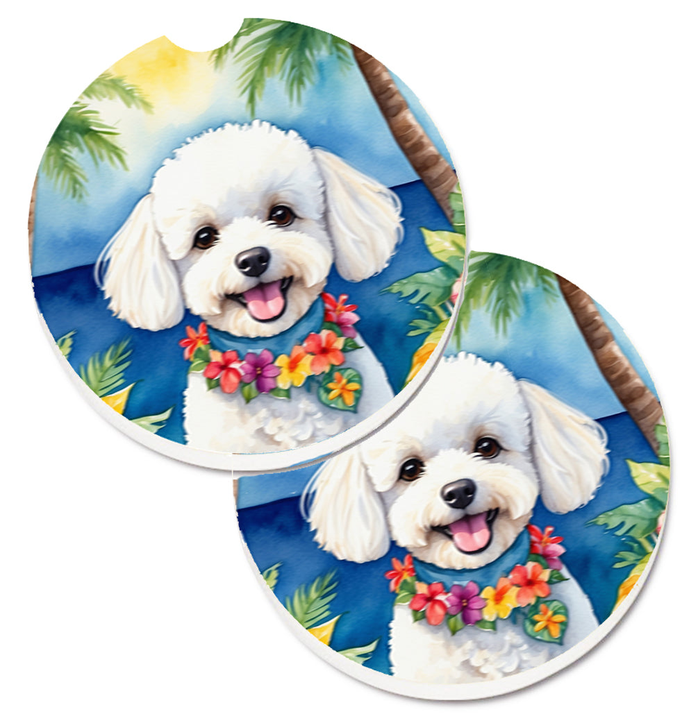 DAC6372CARC 2.5 x 2.5 in. Bichon Frise Luau Cup Holder Car Coasters - Set of 2