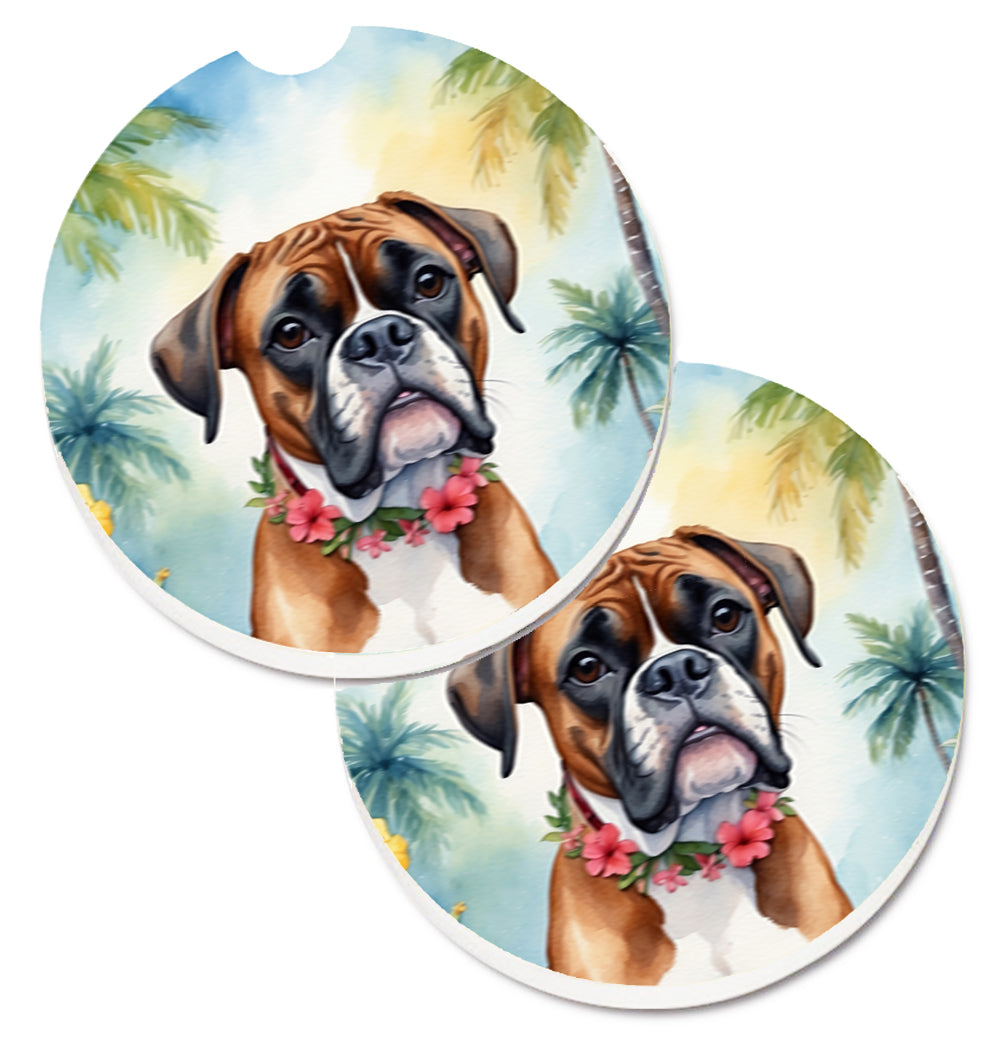DAC6389CARC 2.5 x 2.5 in. Boxer Luau Cup Holder Car Coasters - Set of 2