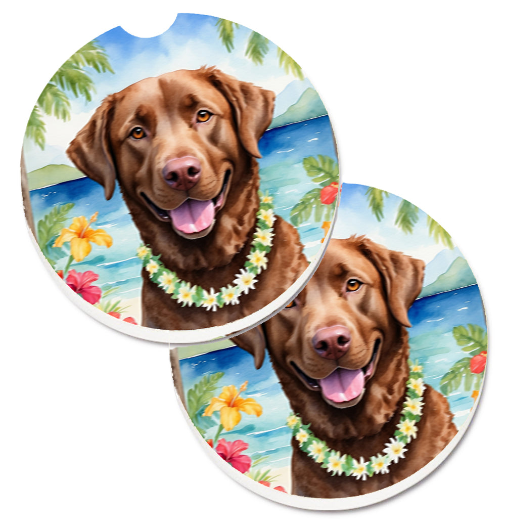 DAC6402CARC 2.5 x 2.5 in. Chesapeake Bay Retriever Luau Cup Holder Car Coasters - Set of 2