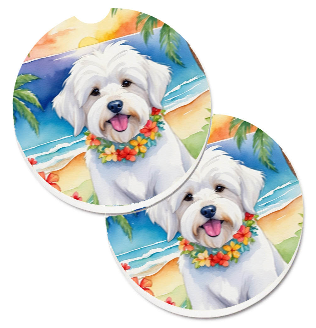 DAC6416CARC 2.5 x 2.5 in. Coton de Tulear Luau Cup Holder Car Coasters - Set of 2
