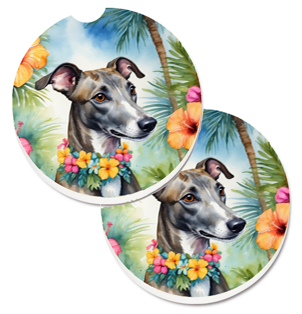 DAC6449CARC 2.5 x 2.5 in. Greyhound Luau Cup Holder Car Coasters - Set of 2
