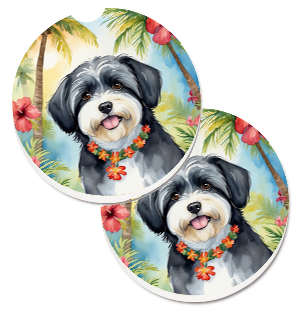 DAC6451CARC 2.5 x 2.5 in. Havanese Luau Cup Holder Car Coasters - Set of 2