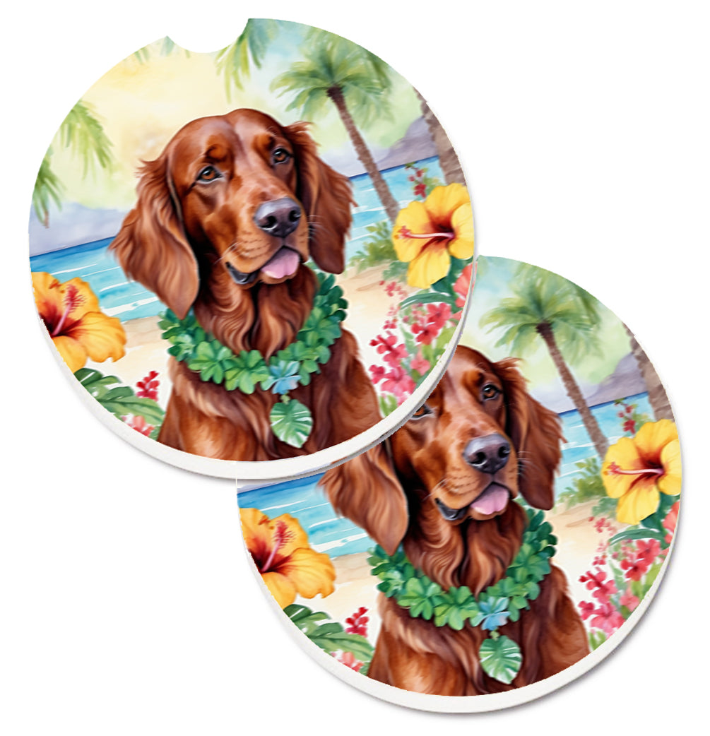 DAC6452CARC 2.5 x 2.5 in. Irish Setter Luau Cup Holder Car Coasters - Set of 2