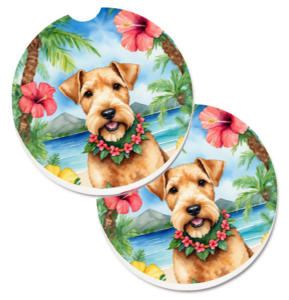 DAC6467CARC 2.5 x 2.5 in. Lakeland Terrier Luau Cup Holder Car Coasters - Set of 2