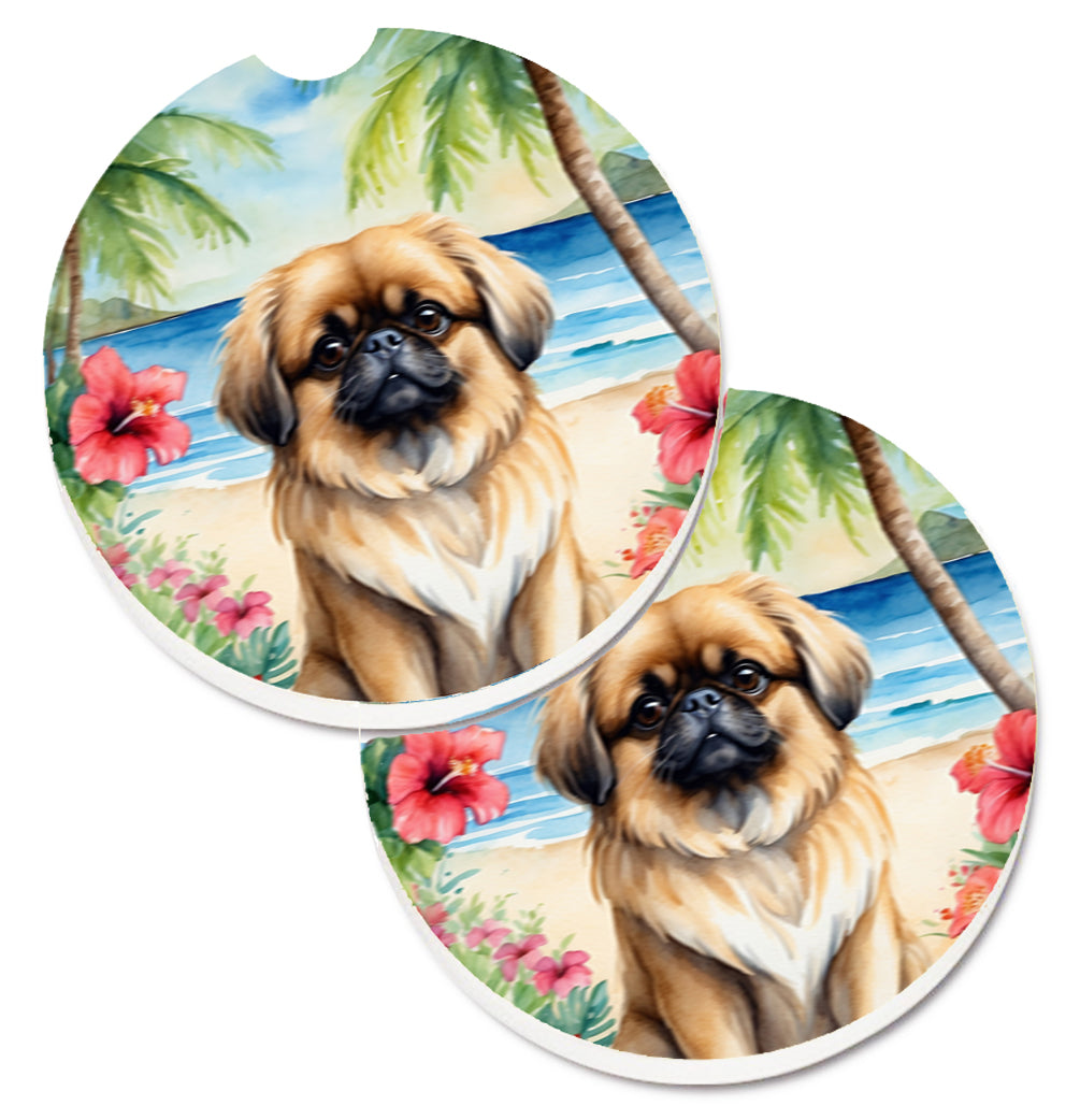 DAC6488CARC 2.5 x 2.5 in. Pekingese Luau Cup Holder Car Coasters - Set of 2