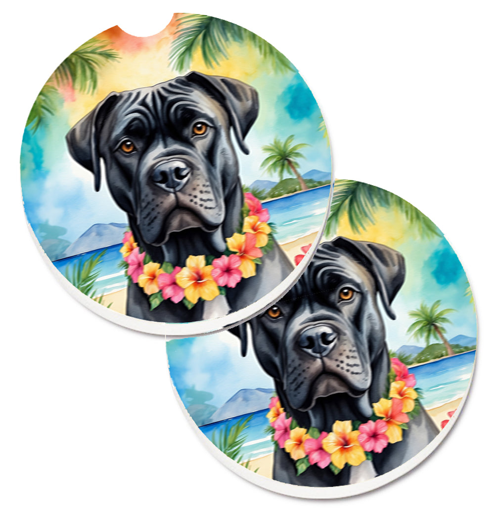 DAC6398CARC 2.5 x 2.5 in. Cane Corso Luau Cup Holder Car Coasters - Set of 2