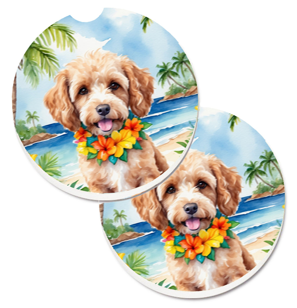DAC6409CARC 2.5 x 2.5 in. Cockapoo Luau Cup Holder Car Coasters - Set of 2