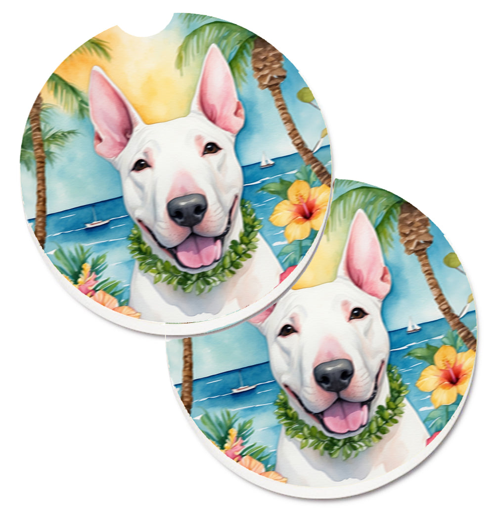 DAC6425CARC 2.5 x 2.5 in. English Bull Terrier Luau Cup Holder Car Coasters - Set of 2