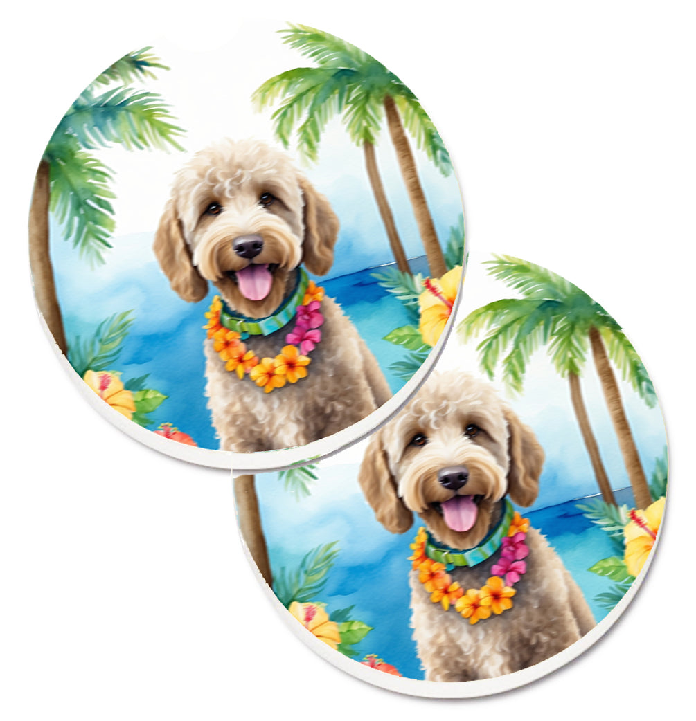 DAC6463CARC 2.5 x 2.5 in. Labradoodle Luau Cup Holder Car Coasters - Set of 2