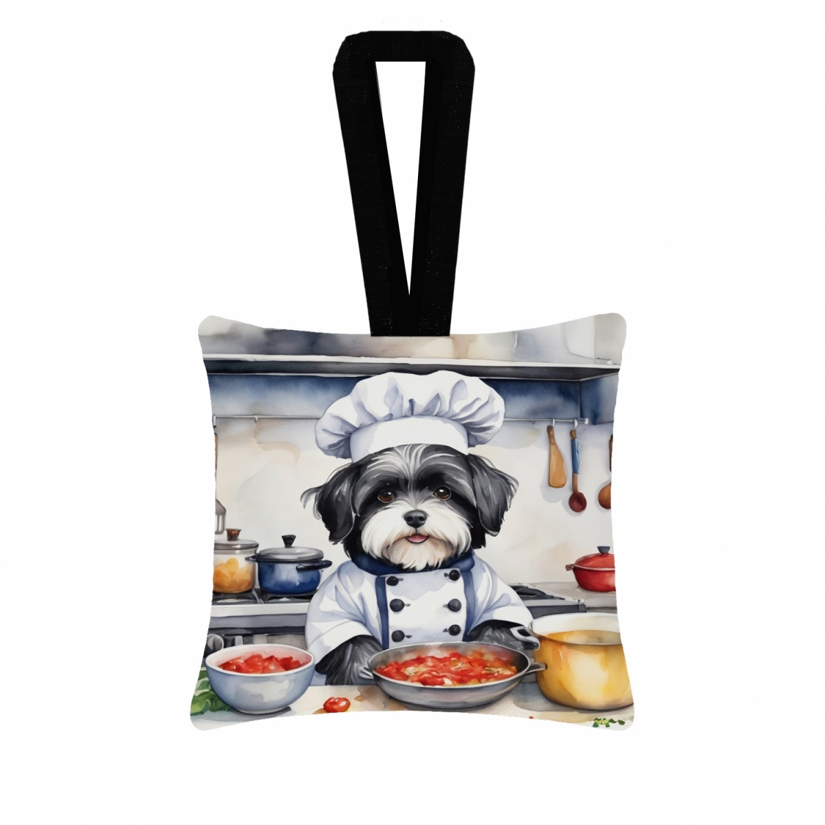 DAC6265PO3 3.5 x 3.5 in. Havanese The Chef Hanging Square Fabric Ornament