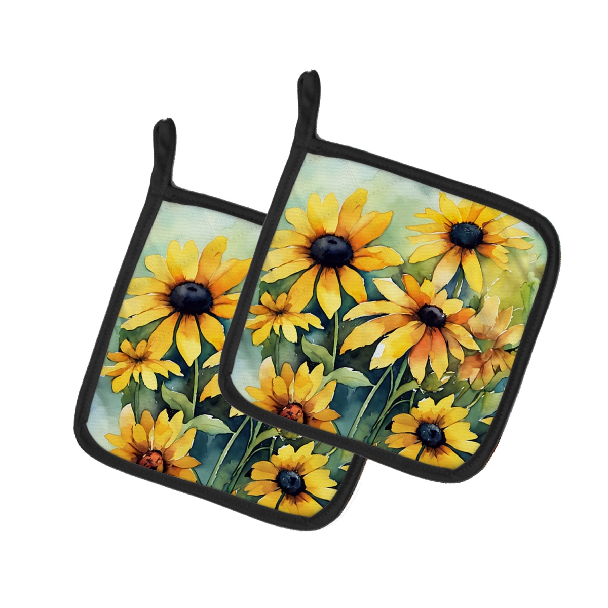 DAC1666PTHD 7.5 x 7.5 in. Maryland Black-Eyed Susans in Watercolor Pair of Pot Holders