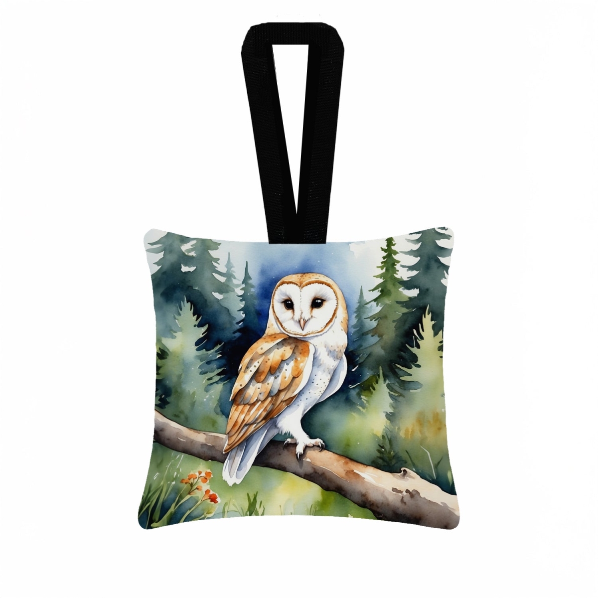 DAC7419PO3 3.5 x 3.5 in. Barn Owl Hanging Square Fabric Ornament