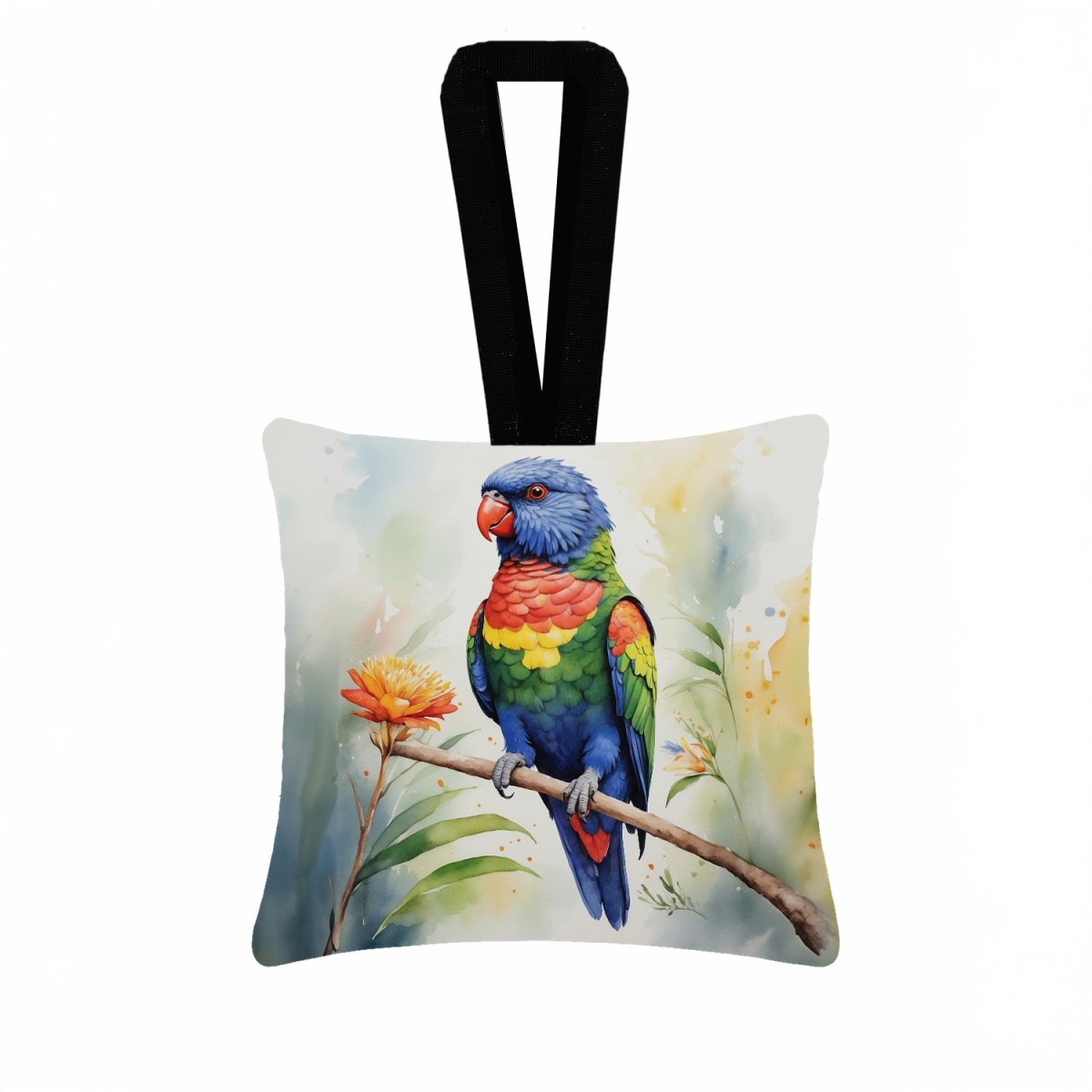 DAC7478PO3 3.5 x 3.5 in. Rainbow Lorikeet Hanging Square Fabric Ornament
