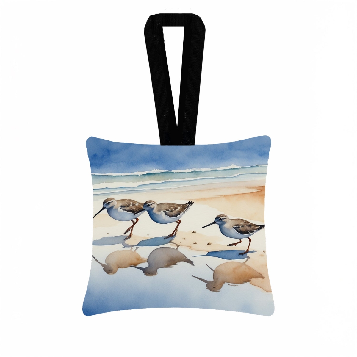 DAC7528PO3 3.5 x 3.5 in. Sandpipers Hanging Square Fabric Ornament