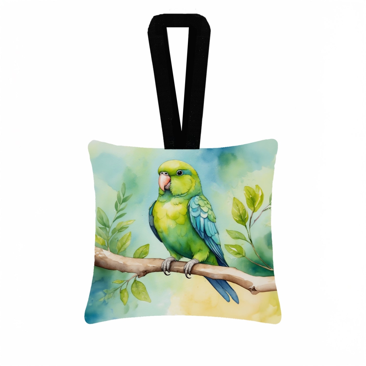 DAC7474PO3 3.5 x 3.5 in. Parrotlet Hanging Square Fabric Ornament