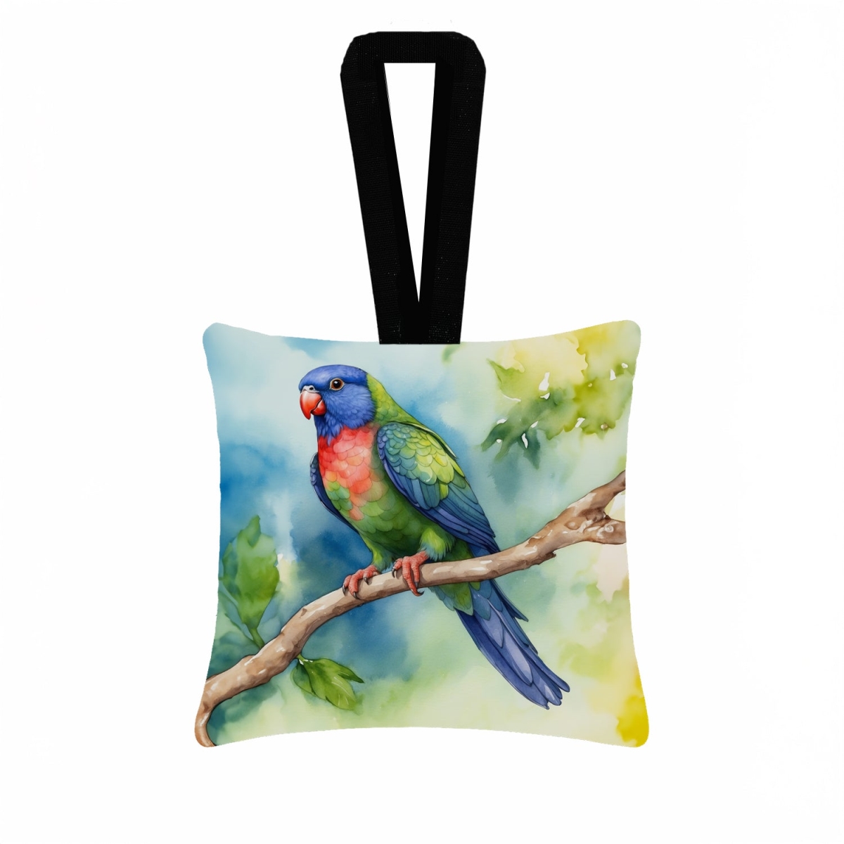 DAC7477PO3 3.5 x 3.5 in. Pionus Hanging Square Fabric Ornament