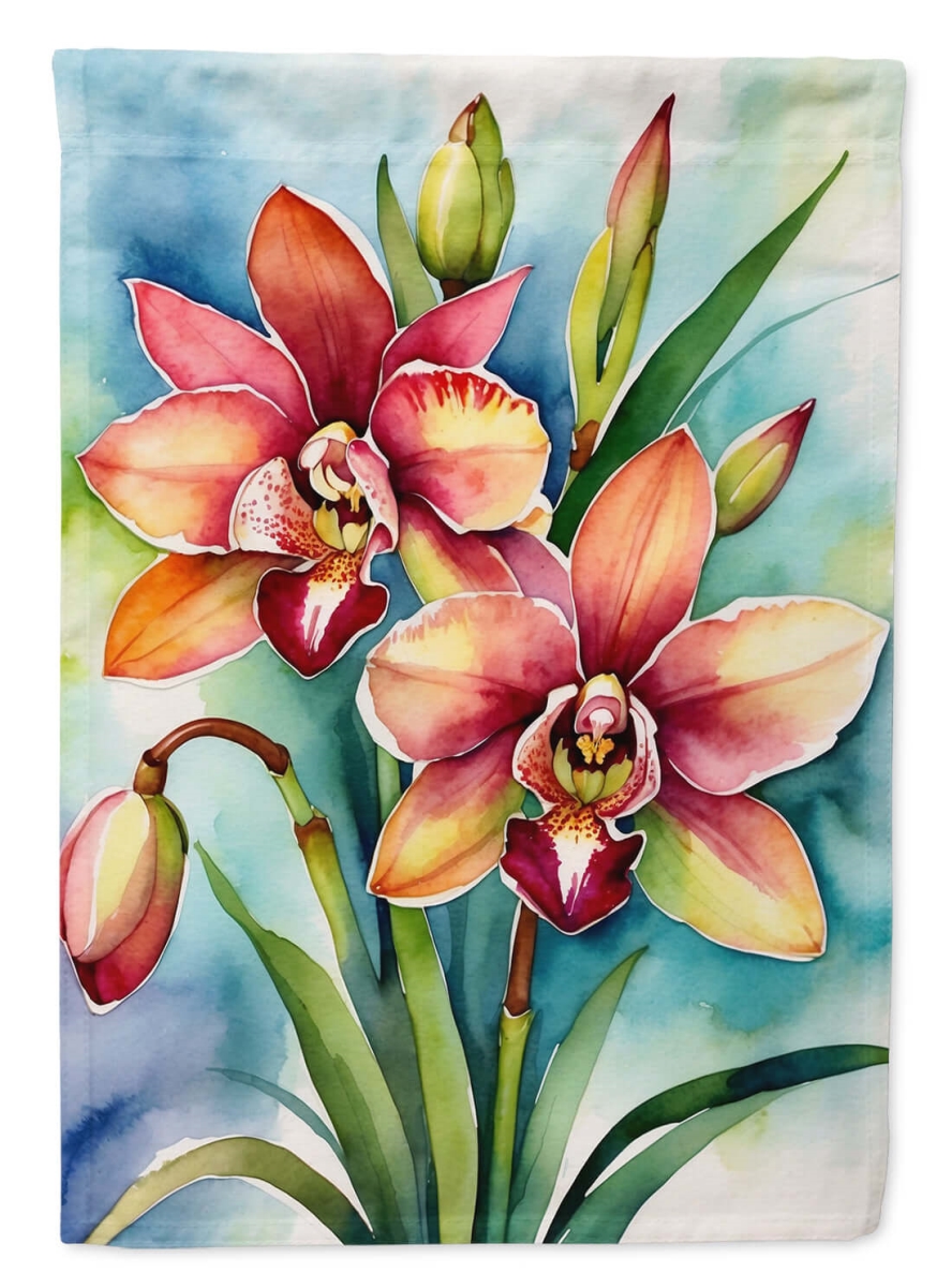 DAC8593GF 15.5 x 11.25 in. Cymbidium Orchids Garden Flag