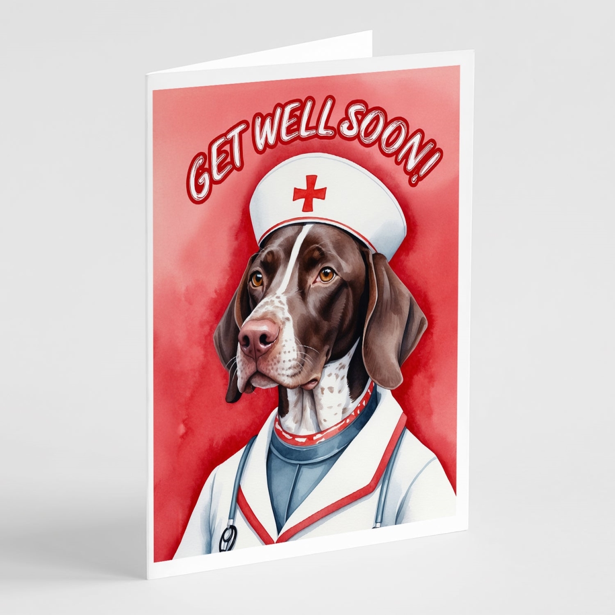 DAC8135GCA7P 5 x 7 in. German Shorthaired Pointer Get Well Soon Greeting Cards - Pack of 8