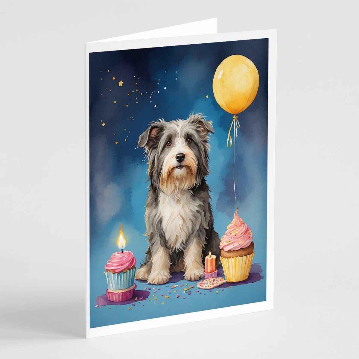DAC8000GCA7P 5 x 7 in. Bearded Collie Happy Birthday Greeting Cards - Pack of 8