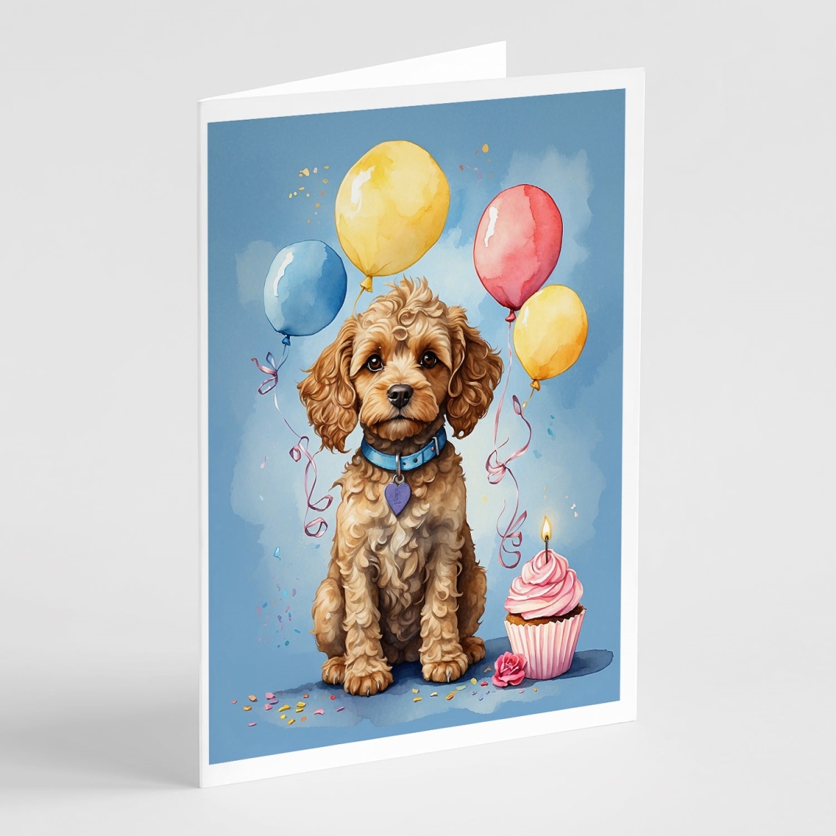 DAC8027GCA7P 5 x 7 in. Cockapoo Happy Birthday Greeting Cards - Pack of 8