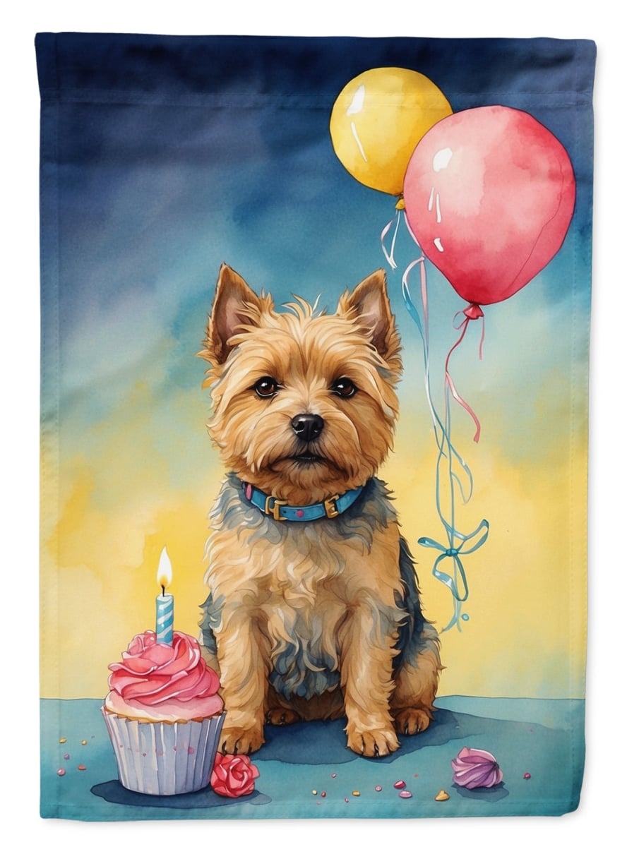 Norwich Terrier Birthday House Flag - Multi-color - 40 x 28 in. - Durable Polyester