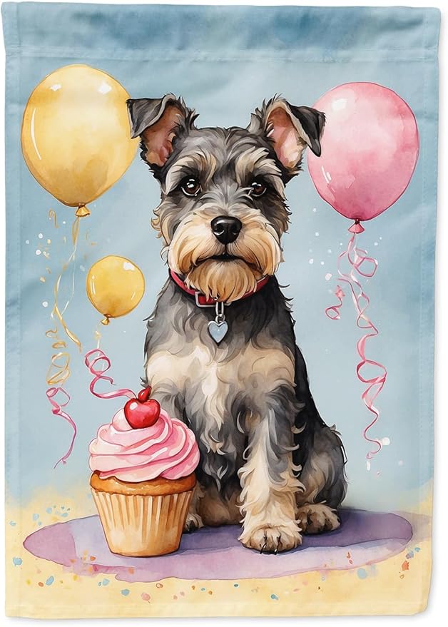 DAC8043CHF 40 x 28 in. Schnauzer Happy Birthday House Flag