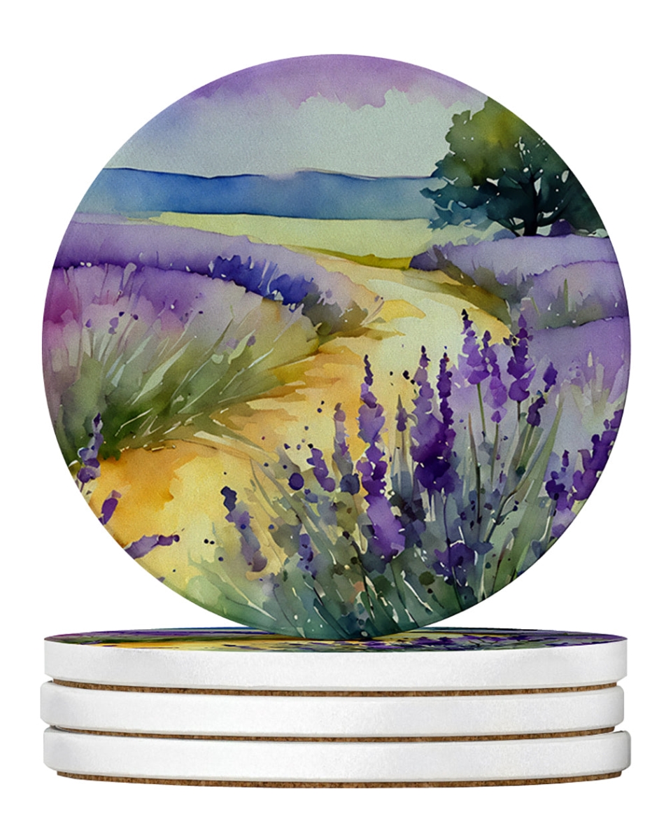 DAC1582RCS4 4 x 4 in. Lavender in Watercolor Sandstone Coasters - Large - Pack of 4